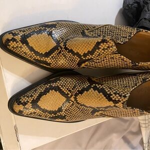 Chloe Yellow and Black Snake Print Ankle Boots